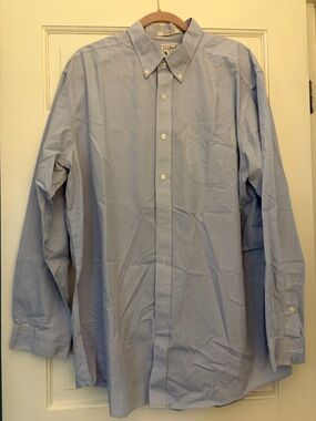 L.L. Bean Men's Button-Down Dress Shirt - Light Blue Micro-Check